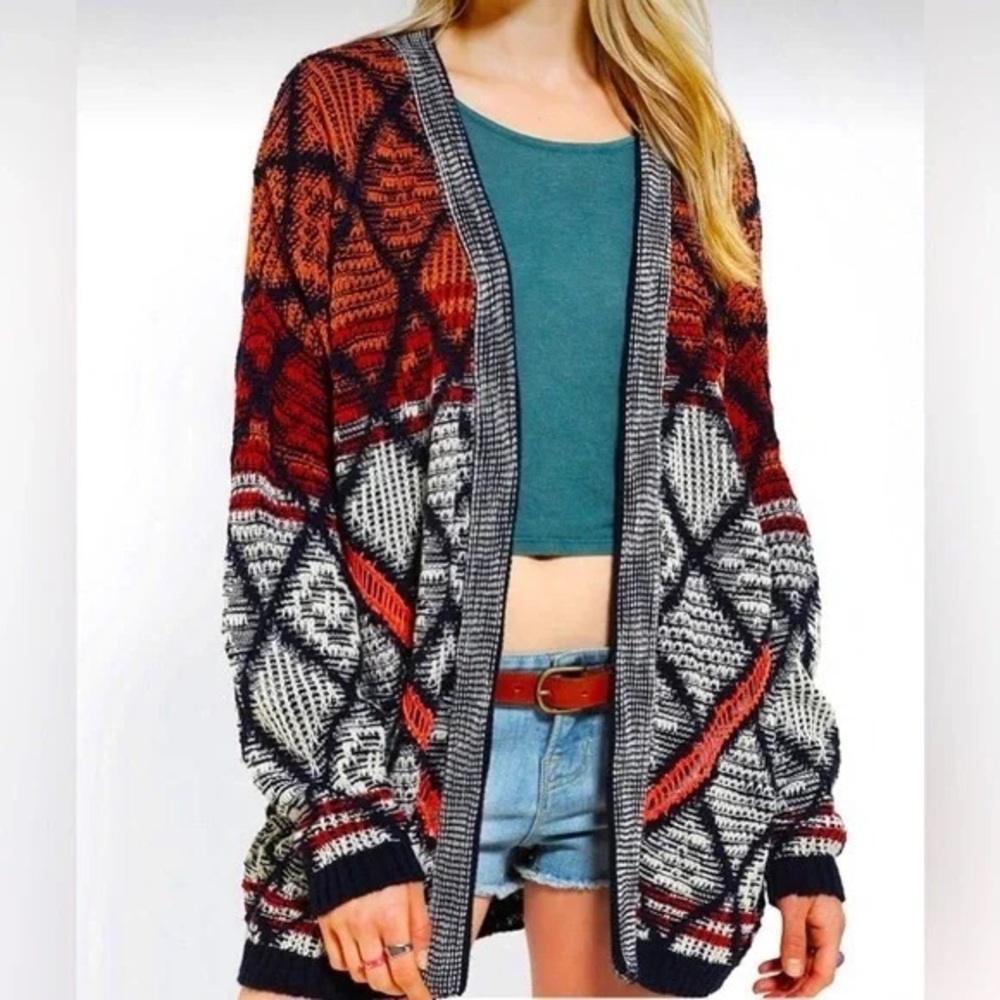 Staring At Stars Grandpa Open Knit Cardigan Sz Large
